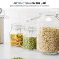 33.75oz 1000ml  Clip top square glass mason jar for food storage